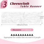 3 Pack White Cheesecloth Table Runner, 17 x 108 Inch, Gauze Cheese Cloth Table - Image 2