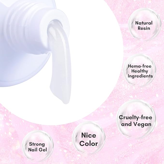 Makartt Poly Nail Gel - Milky White 50ML Gel Builder for Natural-Looking Nail Strengthener 3D Diy Hard Gel Manicures Nail Art At Home-Wips of White