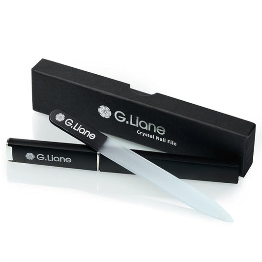Crystal Nail File-Double Sided Etched Glass Nail Files, Alternative to Metal Nail File & Emery Boards (Black)