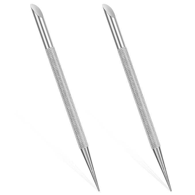 2Pcs Nail Cleaning Cuticle Stick Stainless Steel Cuticle Pusher Remover Dead Skin Polish Peeler Cutter Professional Pedicure Nail Art Care Portable Nail Cleaner for Fingernails Toenails Manicure