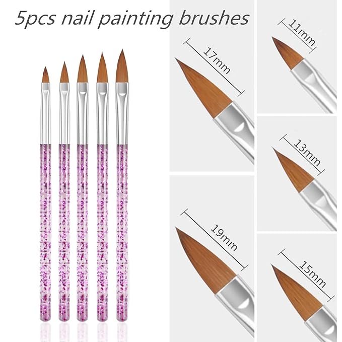 10 Pcs Nail Dotting Tools Set, 5 Pcs Double-end Nail Dotting Pen and 5 Pcs Nail Art Painting Brushes