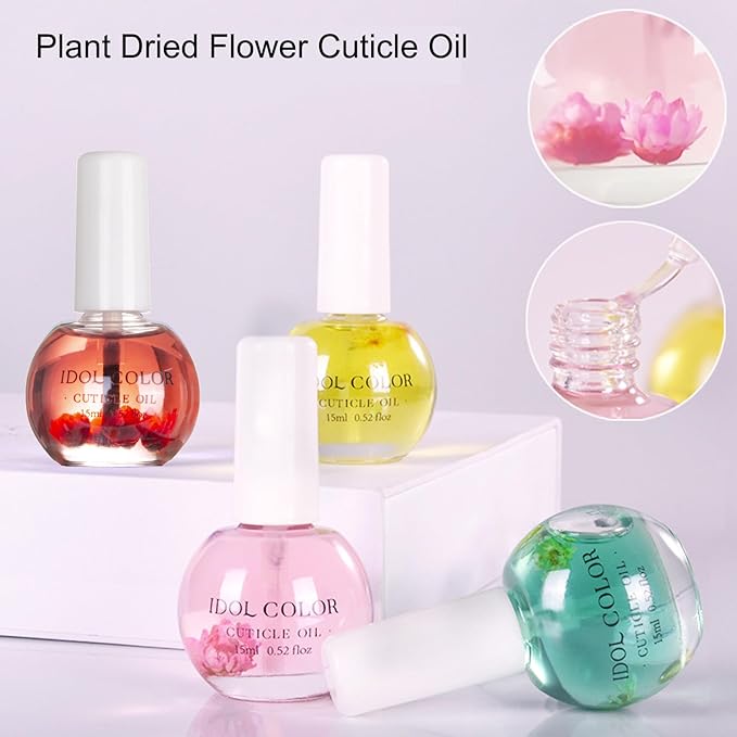Flowery Scented Cuticle Oil, Infused with Real Flowers, Cuticle Revitalize Oil, Nail Oil For Growth And Strength, Cuticle Remover - Nail Strengthener - Cuticle Softener (0.5 fl.oz, ROSE)