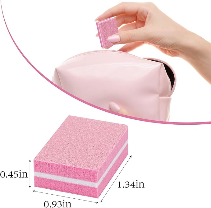 100Pcs Mini Nail Buffer for Natural Nails -100/180 Grit Buffer Block Dual Sided Nail File Block for Smooth Polishing(Pink)