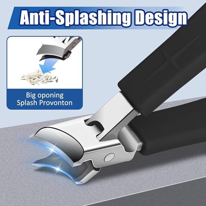 Wide Jaw Opening Anti-Splash Slanted Nail Clipper, 2025 Curved Toenail Clippers for Thick Toenails Fingernail and Toenail Clipper Cutters Angled Nail Clippers (Orange, 2Pack)