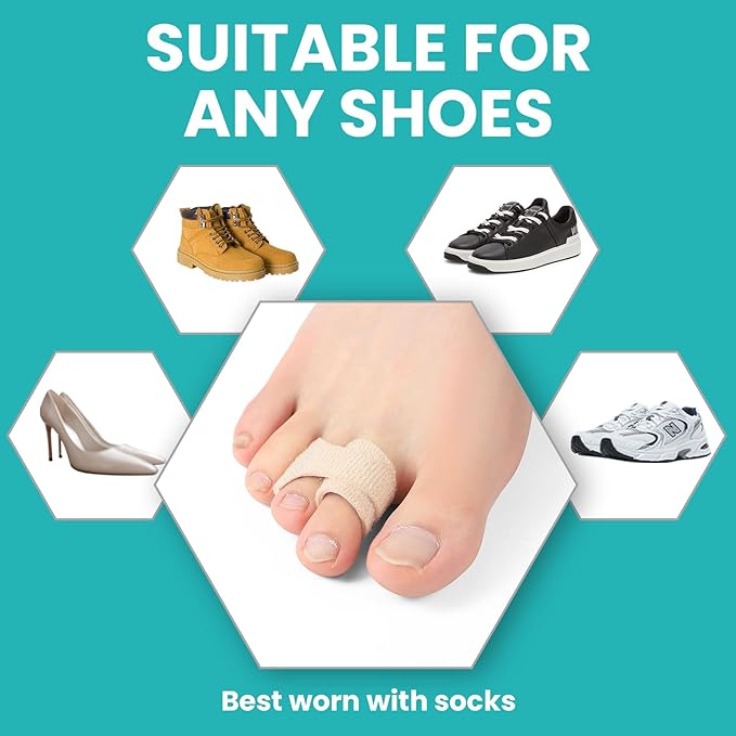 8 Pack Hammer Toe Corrector Toe Splint For Broken Toes,Brace Orthopedic Separator, Cushioned Bandages, Heal Wrap Toe Straighteners for Crooked Toes（brown）