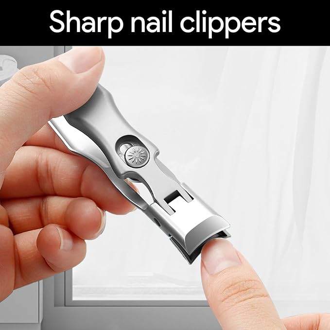 Lux German Nail Clippers for Men Women, Silver Professional Stainless Steel Heavy Duty Sharp Toe Nail Clippers Set for Seniors Nail Cutter, Clipper Kit Thick Curved Ingrown Toenails Gifts for Father
