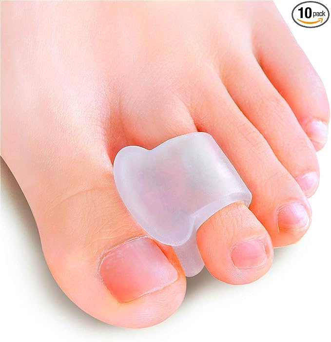 Povihome 10 Pack Clear Toe Spacers, Big Toe Separator (1st/2nd Toe), Bunion Corrector to Correct Big Toe Bunion, Overlapping Toes