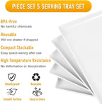 Moretoes 5pcs Melamine White Serving Trays 14.5x6in Rectangular - Image 3