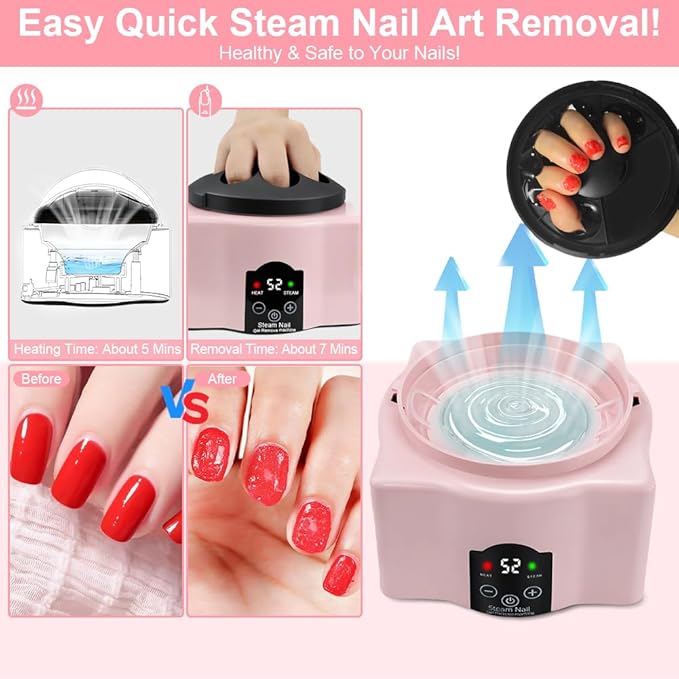 Nail Soaking Bowl with Nail Care Kit, Abnaok Gel Nail Polish Remover Machine Nail Steamer Remover Gel Polish Removal Electric Acrylic Nail Remover Soak off Bowl for Salon Home