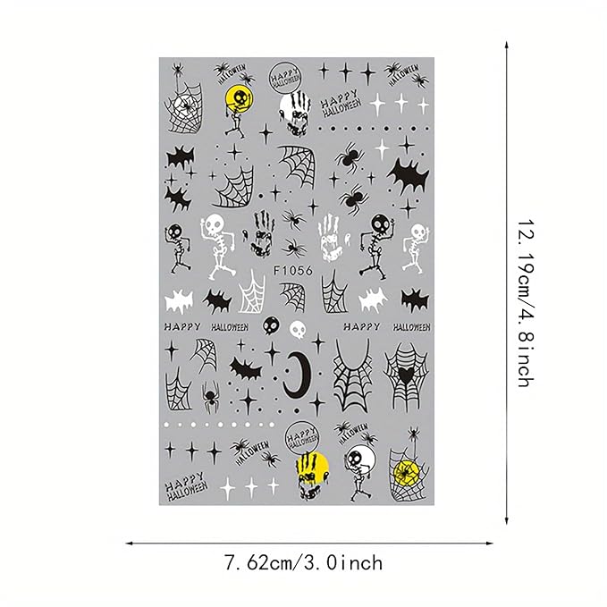 5 Sheets Halloween Nail Art Stickers 3D Self-Adhesive DIY Nail Decal with Cute Ghost Pumpkins Skull Spider Web Design Nail Art Stickers Decal for Women Girls Halloween Nails Decoration Accessories