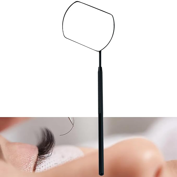 Square Shape Lash Mirror 14CM Handle (Black) (Simple Packaging)