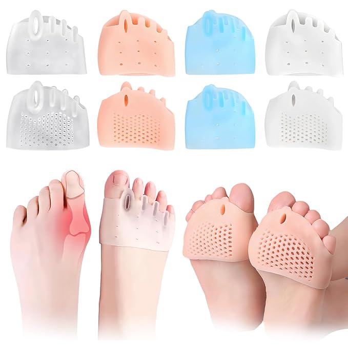 Silicone Toe Separators for Women & Men, Jaxbo 4 Pairs Toe Separators Bunion Corrector Cushion, Breathable Soft and Comfortable Gel Foot Cushions