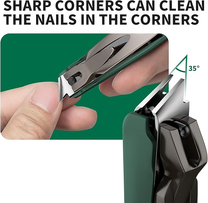Nail Clippers with Catcher, 2-Pack Slanted & Curved Nail Clippers for Ingrown Toenails and Fingernails, Anti-Splash Nail Cutter for Men, Women, Seniors, Heavy-Duty Finger Nail Clippers Adult