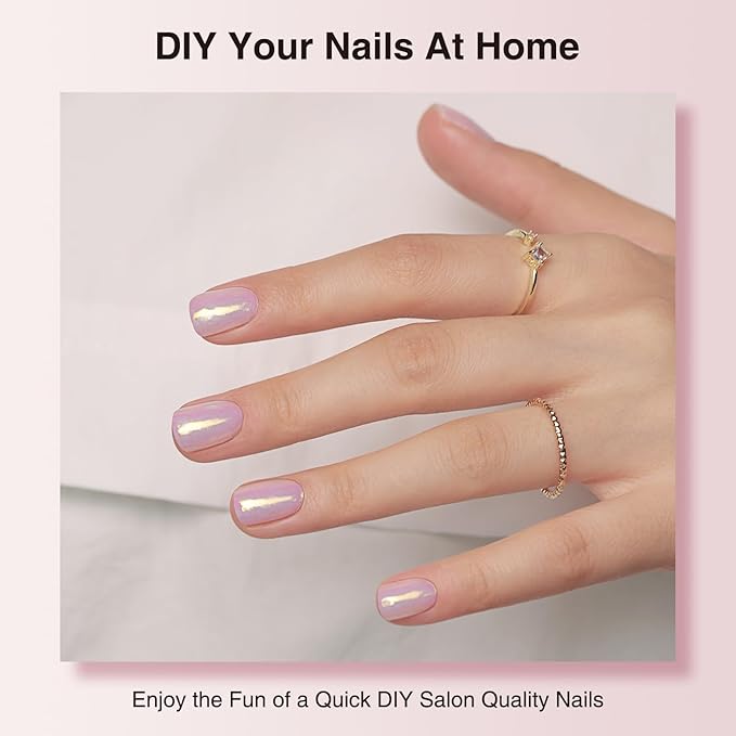 Semi Cured Gel Nail Strips, 20 PCS Gel Nail Stickers Work with UV Light, Gel Nail Wraps, Salon Quality & Easy to Use - Aurora
