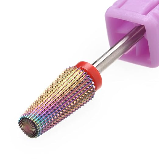 5 in 1 Nail Drill Bits,Multi-Function Straight Cut for Both Left and Right Handed,Carbide Tungsten Steel bits for Acrylic Nail Gel Fast Remove (F, Rainbow)