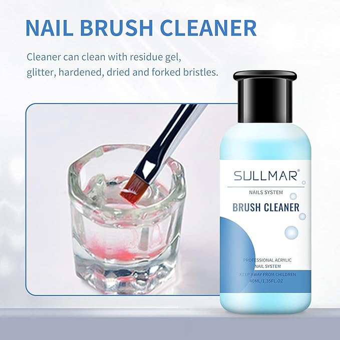Nail Art Brush Cleaner & Restorer Quickly Clean Gel Nail Brushes Nail Brush Preserver for Any Nail Art Brush DIY Salon at Home 1.35fl.oz