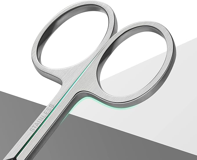 BEZOX Premium Nail Scissors 2PCS, Professional Curved and Stright Manicure Scissors - Multi-purpose Stainless Steel Beauty Grooming Scissor for Nail, Facial Hair, Eyebrow, Eyelash, Dry Skin
