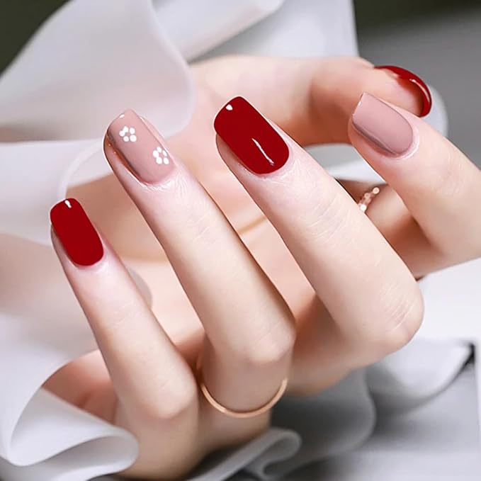 COSMOO 13ml Red Quick Dry Nail Polish, Red Long-Lasting Nail Lacquer for Nail Art Varnish, 0.43 fl oz