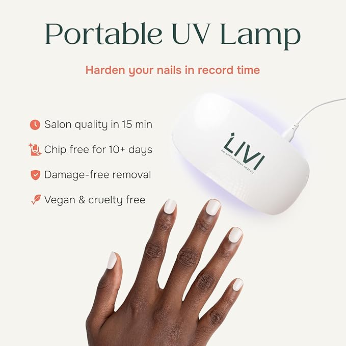 Livi Mini Gel Manicure System with UV Light – Mani Kit with 20 Nail Stickers and UV Lamp for Fast Salon-Quality Nails at Home – Long-Lasting, Easy-to-Use DIY Starter Gel Polish Set (I Totally Paused)