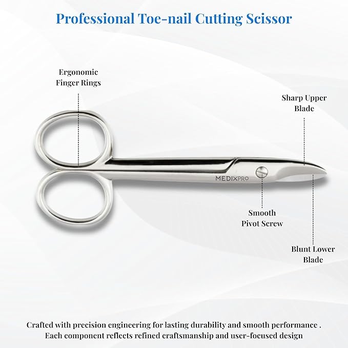 Toenail Scissors Stainless Steel for Nail Scissors Made in German for Heavy Duty Precision Cuticle Cutting for Manicure & Pedicure Grooming ingrown Toenails for Men, Women and Kids.