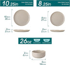 vancasso PLAYA Plates and Bowls Sets, 12 Pieces Grey Dinnerware Sets - Image 2