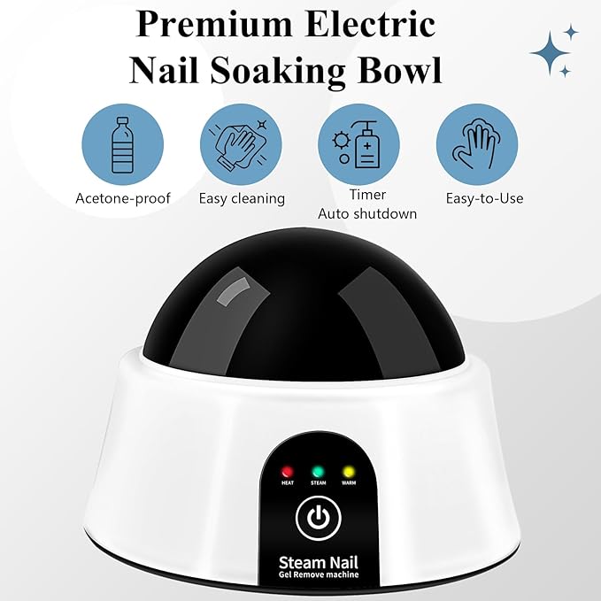 Electric Nail Soaking Bowl, Soak off Bowl for Gel Nail Polish, Acrylic Nails, Dip Powder Removal, Black