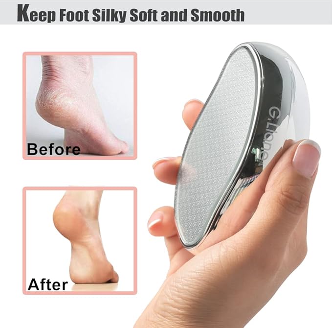 Nano Glass Foot File Callus Remover - Crystal Glass Pedicure Foot Care Foot Scrubber Painless Dry and Wet Use for Hard Skin Calluses Removal (Silver)