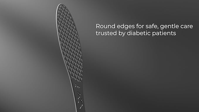 Stainless Steel Foot File with Silicone Grip – Professional Podology Pedicure Tool, ISO Certified, 3000+ Pedicures, Callus Remover, Safe for Diabetics, 2-Year Warranty (Jet Black)