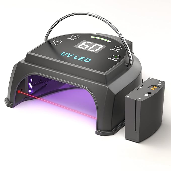 80W Professional Cordless UV LED Nail Lamp, UV Lights for Nails with 45 Beads and Rechargeable Battery, Portable LED Gel Nail Curing Dryer, Nail Polish Machine for Salon or Home, Black