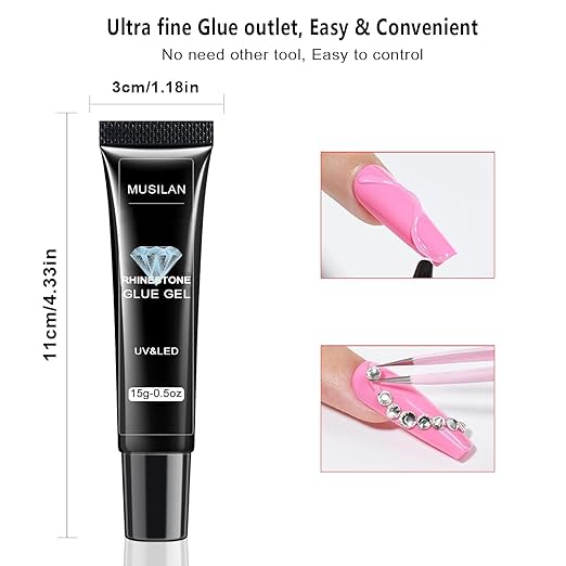 Nail Rhinestone Glue,Super Strong Rhinestones Gel Nail Glue for 3D Nails Beads Stickers Stones Crystals Diamond Art Jewels 3D Decorations Tools,Cured Need