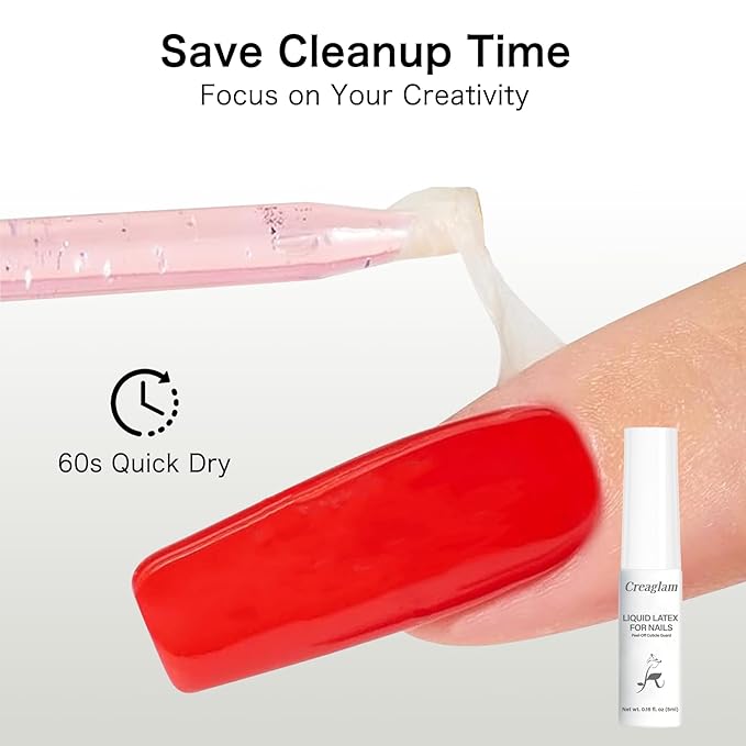 Liquid Latex for Nails - 2-Pack Set - Quick-Dry, Peel Off Cuticle Guard & Nail Polish Barrier Protector for Flawless Manicures & Nail Art (2 x 5ML Bottles)