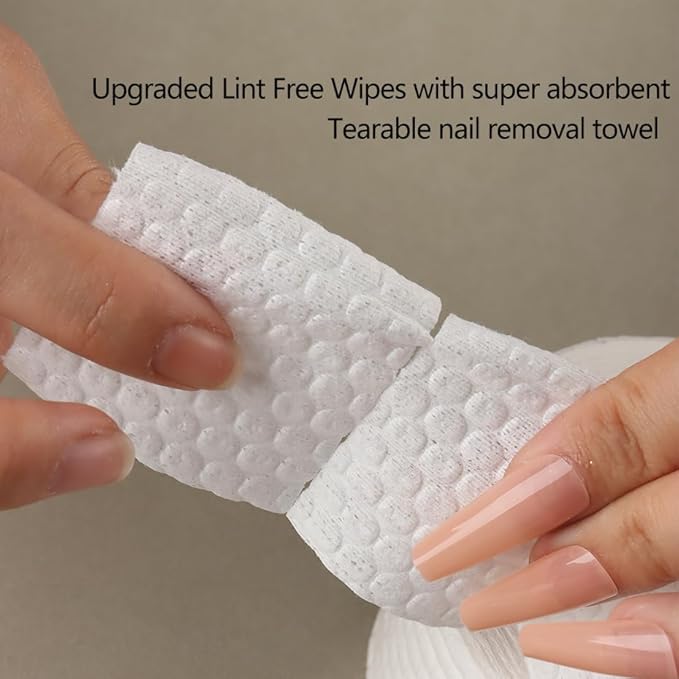 Nail Polish Remover Pump Push Down Pump Dispenser 500Pcs Lint Free Nail Wipes Pump Bottles for Liquids Eye Makeup Remover Pump Push Down Alcohol Dispenser Empty Black Bottle