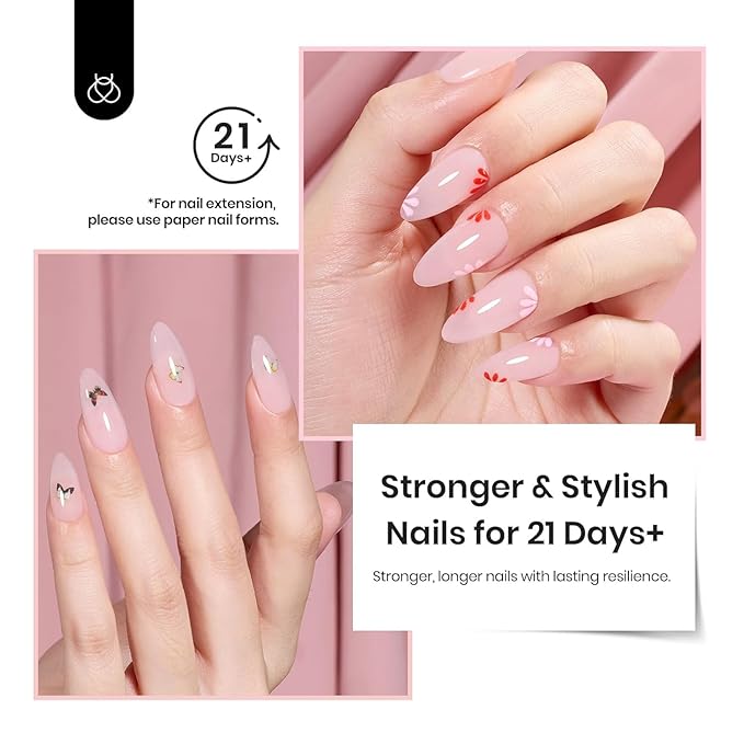 Beetles Builder Gel for Nails HEMA-Free, 0.51 oz 8 in 1 Jelly Pink Builder Nail Gel for Strengthening Nails & Building Nail Apex UV & LED Lamp Cured DIY Salon at Home for Beginners Women
