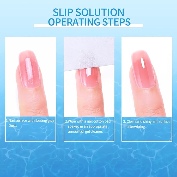 2in1 Slip Solution For Poly Nail Gel - 120ml Professional Gel Cleaner Keep Your Nails Clean and Tidy Ideal for Nail Art Design in Home or Salon