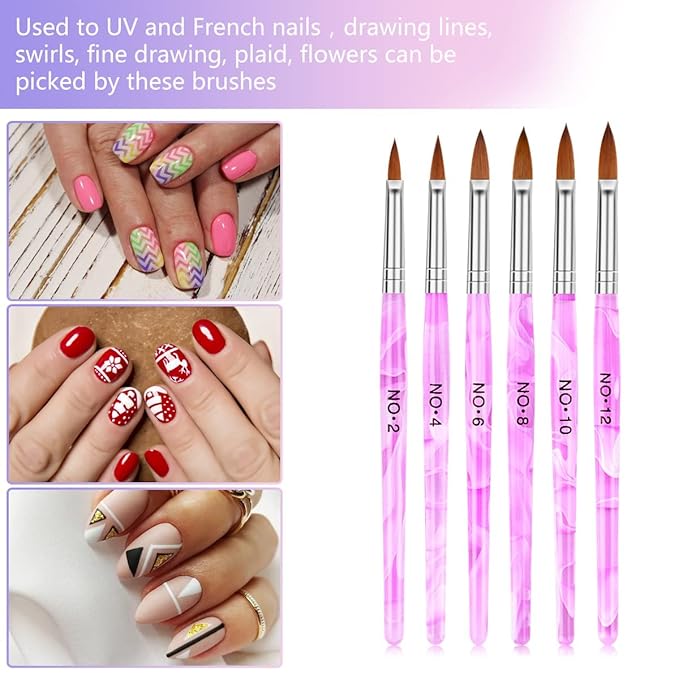 Acrylic Nail Brush Dappen Dish Set, 6PCS Nail Art Pen and 2PCS Crystal Dappen Dish, Manicure Bowl Cup Glass Container for Acrylic Liquid Nail Tool Kit