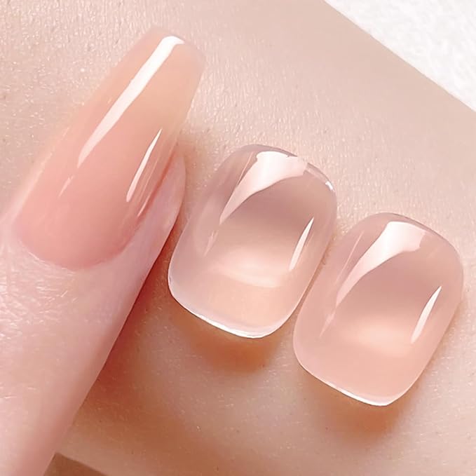Born Pretty French Manicure Kit, Nail Stamper and 2Pcs Gel Nail Polish, Include Jelly Nude White Colors for French Tip DIY Salon, U V Light Cure