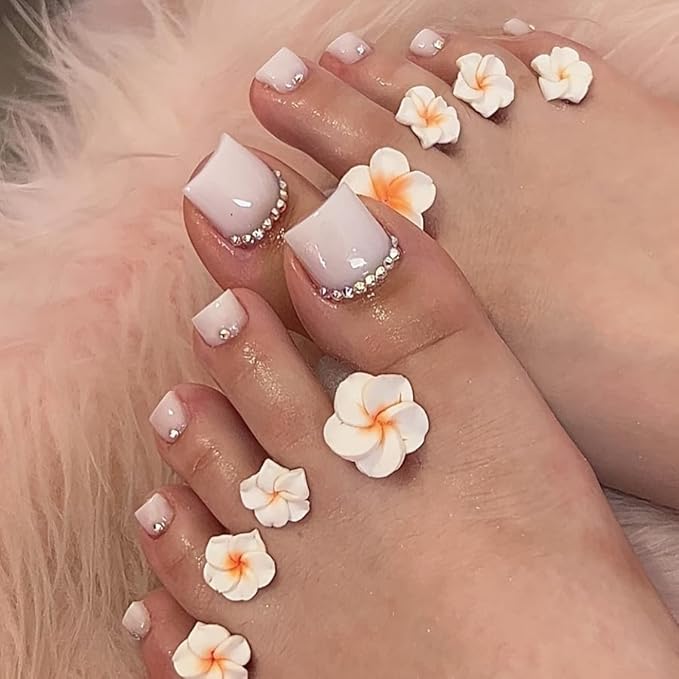 16pcs Flower Toe Separator, Toe Nail Separators, Toes Dividers Pedicures Nail Art Tools(8pcs White Flower+8pcs Purple Flower)