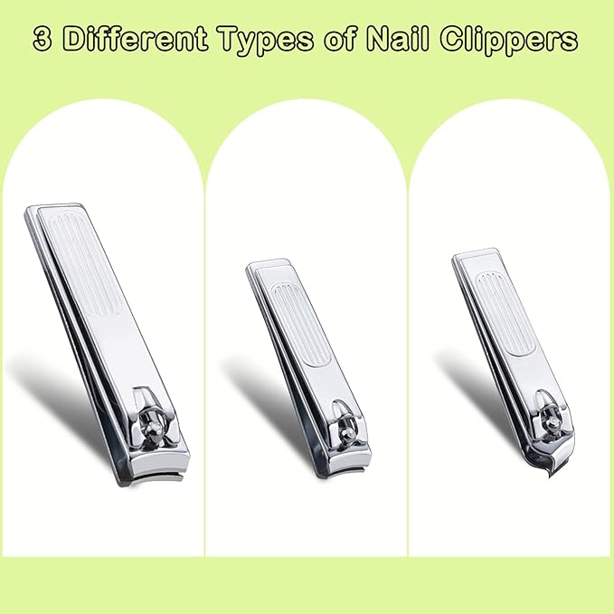 Nail Clippers Set, 6 Pcs Toenail Clippers Stainless Steel Fingernail Clippers Manicure Set with Leather Case, Idea Gift for Men Women Mom Dad Christmas Birthday, Black