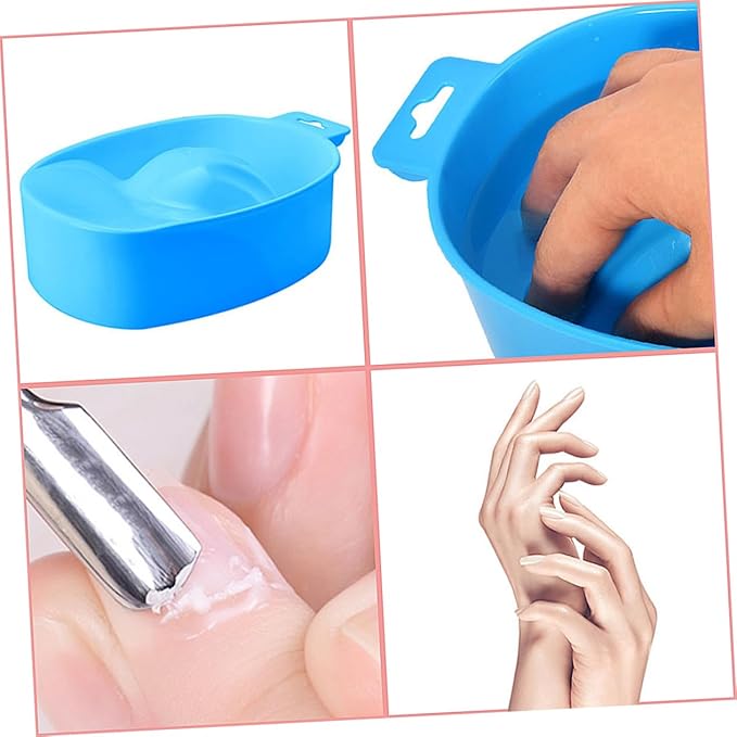 1Pc Rectangular Nail Soaking Bowl for Nail Polish Removal Blue Manicure Care Bowl Care Soaker for Nail Removal and Treatment