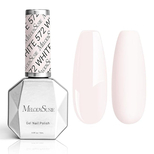 MelodySusie Thick White Gel Nail Polish,0.5fl oz Milky Pink Nails Soak Off UV LED Milky White Gel Polish Gift for Women Nail Art Manicure Salon DIY Nail Design Decoration at Home-572