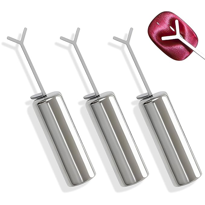 Heart Cat Eye Magnet for Nails,Magnet for Cat Eye Gel Polish,DIY Manicure Kit with Y-Shaped Guide Sticks, for Cat Eye Gel Polish Nail Art Salon (3PCS)
