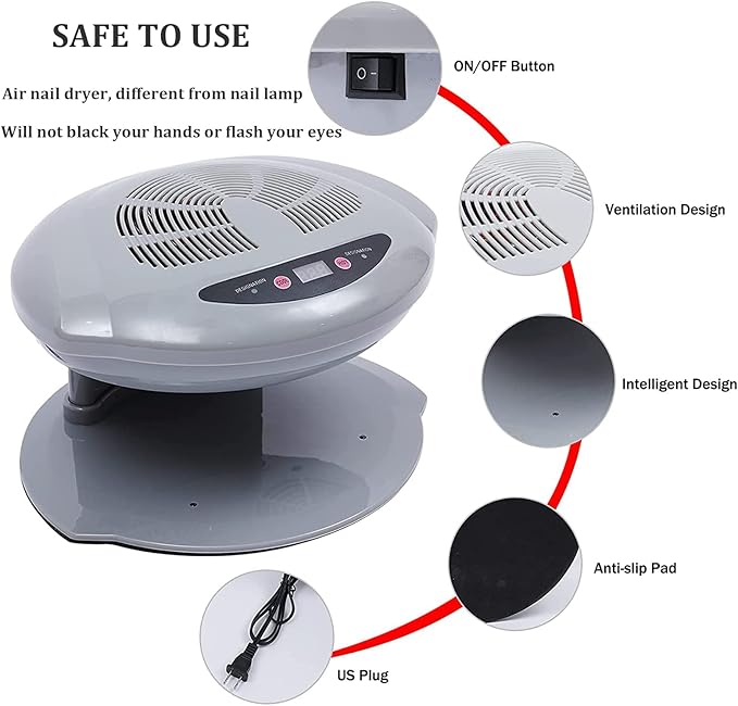Professional Nail Dryer,400W Air Nail Fan Blower Dryer Machine with Auto Induction Warm & Cool Wind, Manicure Tool with Automatic Sensor,for Fingernail & Toenail Curing,Grey