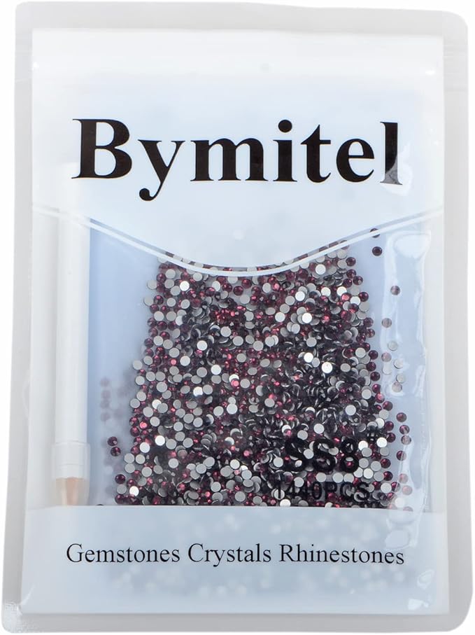 2880PCS Art Nail Rhinestones non Hotfix Glue Fix Round Crystals Glass Flatback for DIY Jewelry Making with one Picking Pen (ss8 2880pcs, Amethyst)