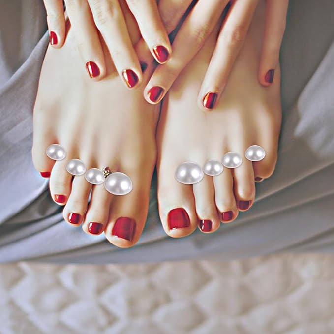 24Pcs Silicone Toe Separators for Pedicure Nail Art Toe Dividers with Daisy and Droplet Rhinestone Design Reusable Spacers for Home and Salon Use