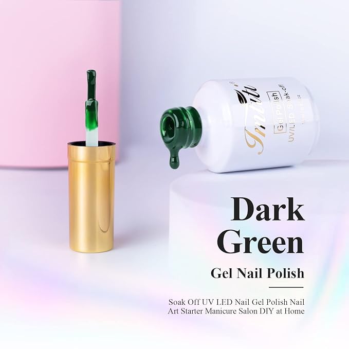 Imtiti Green Gel Nail Polish, 0.5 fl oz Emerald Color Soak Off Polish for Nail Art Manicure Salon DIY, Lamp Design Christmas Decoration