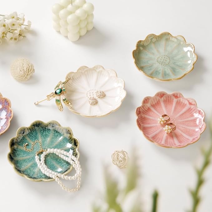 Lotus Ring Holder Dish Small Indoor Ash Tray, Ceramic Dessert Plate Trinket - Image 4