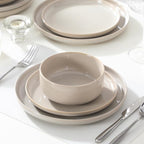 vancasso PLAYA Plates and Bowls Sets, 12 Pieces Grey Dinnerware Sets - Image 5