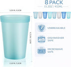 8-Pack 15.2oz Plastic Cups, BPA-Free Reusable Drinking Cups, Unbreakable PP - Image 2