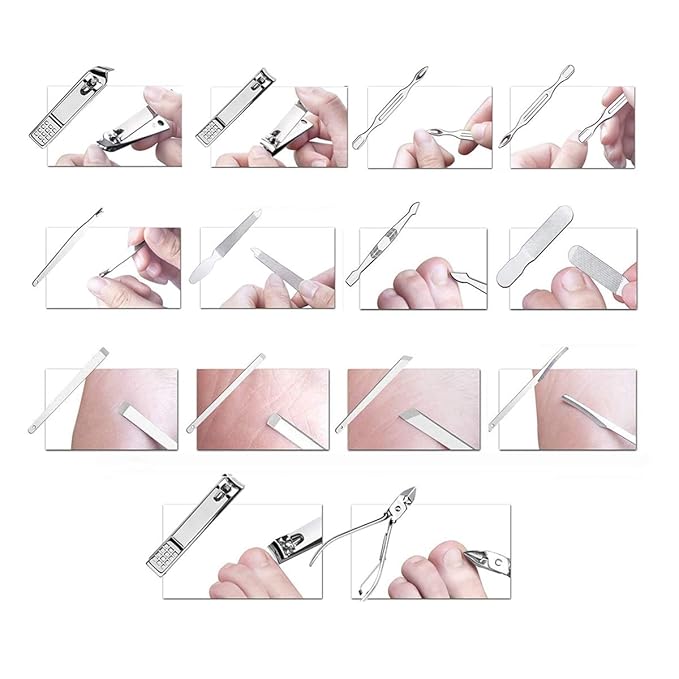 Manicure Set Pedicure Kit Professional 19 Pcs Nail Clipper for Men & Women Stainless Steel Sharp Cutter Grooming Nose Hair Scissors…Black Fingernails & Toenails with Portable Case (Black_19 pieces)