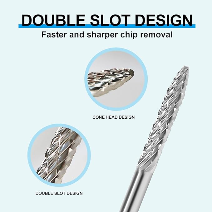 3/32" Under Nail Cleaner Bit Medium Grit Carbide Cuticle Cleaner Bit for Electric Nail Drills – Professional Manicure Tool for Nail Salons and Home Use (M Grit. Silver)